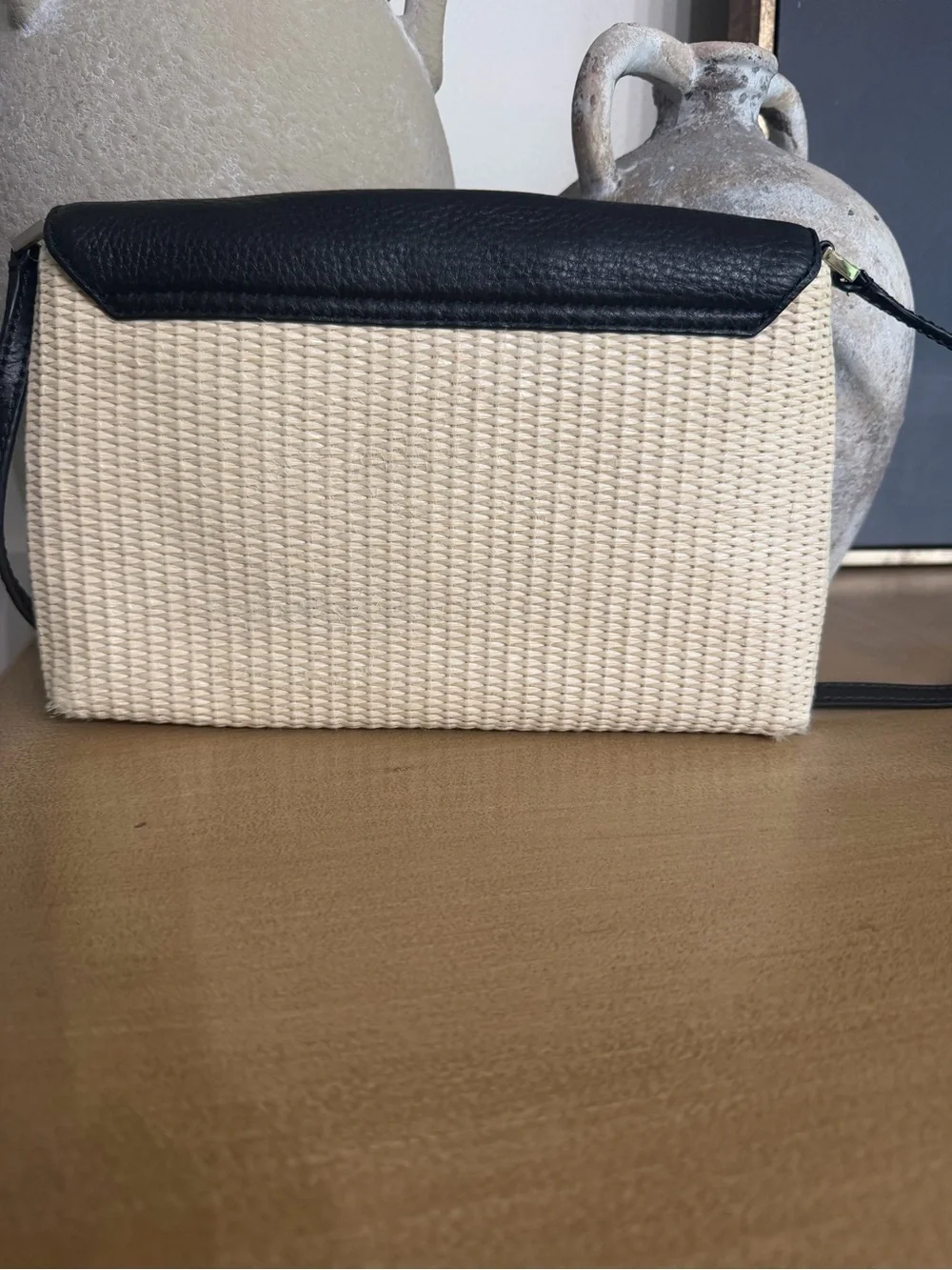 Kate Spade New York Straw & Leather Crossbody Bag